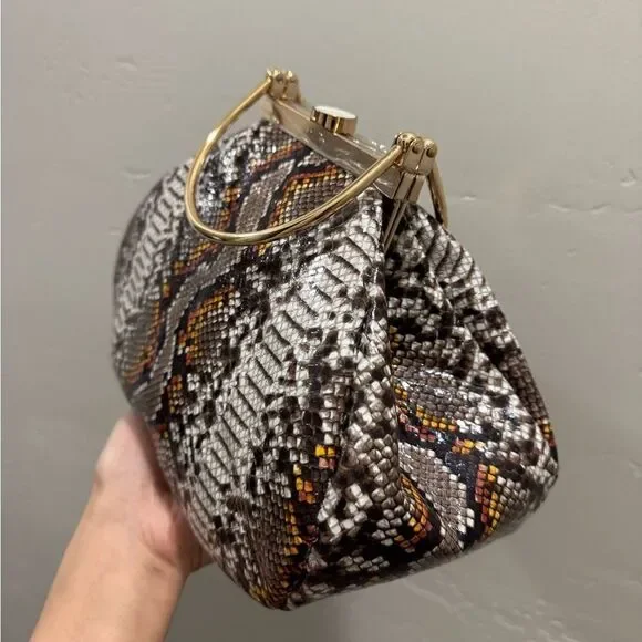 Unique Design! Genuine Cowhide Snake Skin Embossed Top Handle Bag/Crossbody - Picture 7 of 13